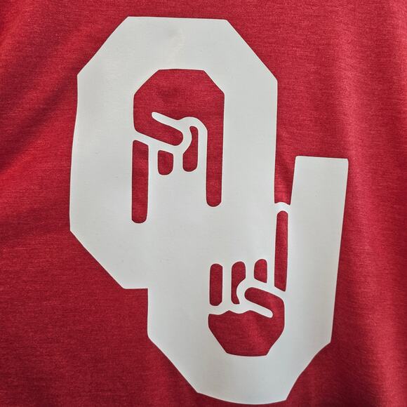 Oklahoma University OU T-Shirt Mens Large Red White Only One Horns Down Sooners - Picture 3 of 7